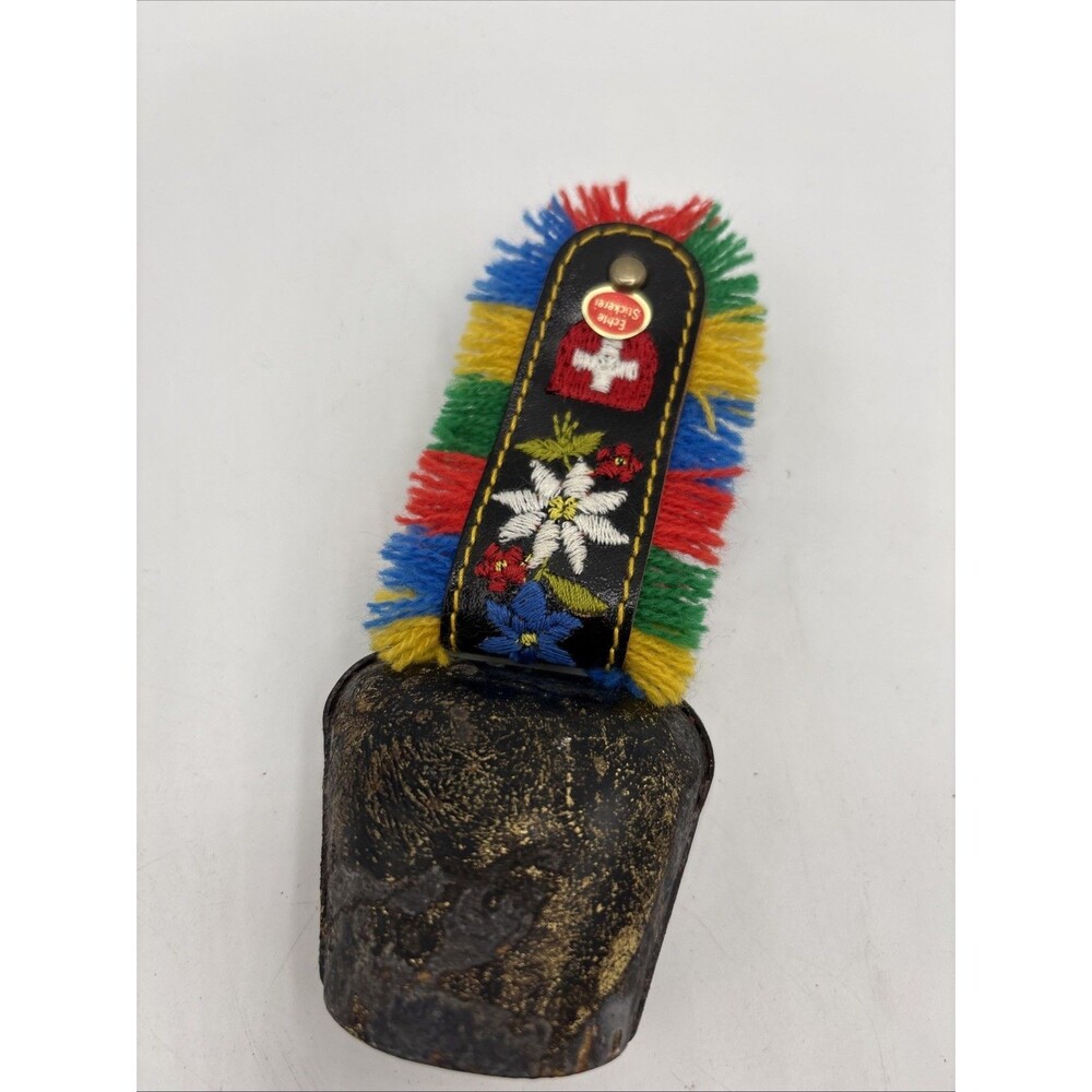Vintage Swiss Brass Goat/Cow Bell with Colorful Strap